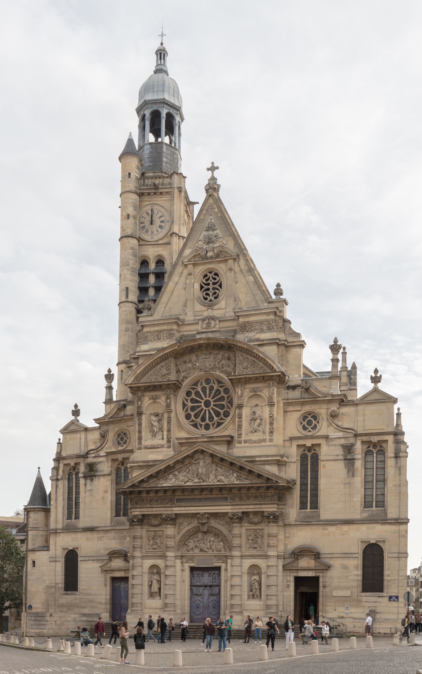 Exterior of Saint-Etienne-du-Mont beside the Montagne Sainte-Genevieve in Paris.