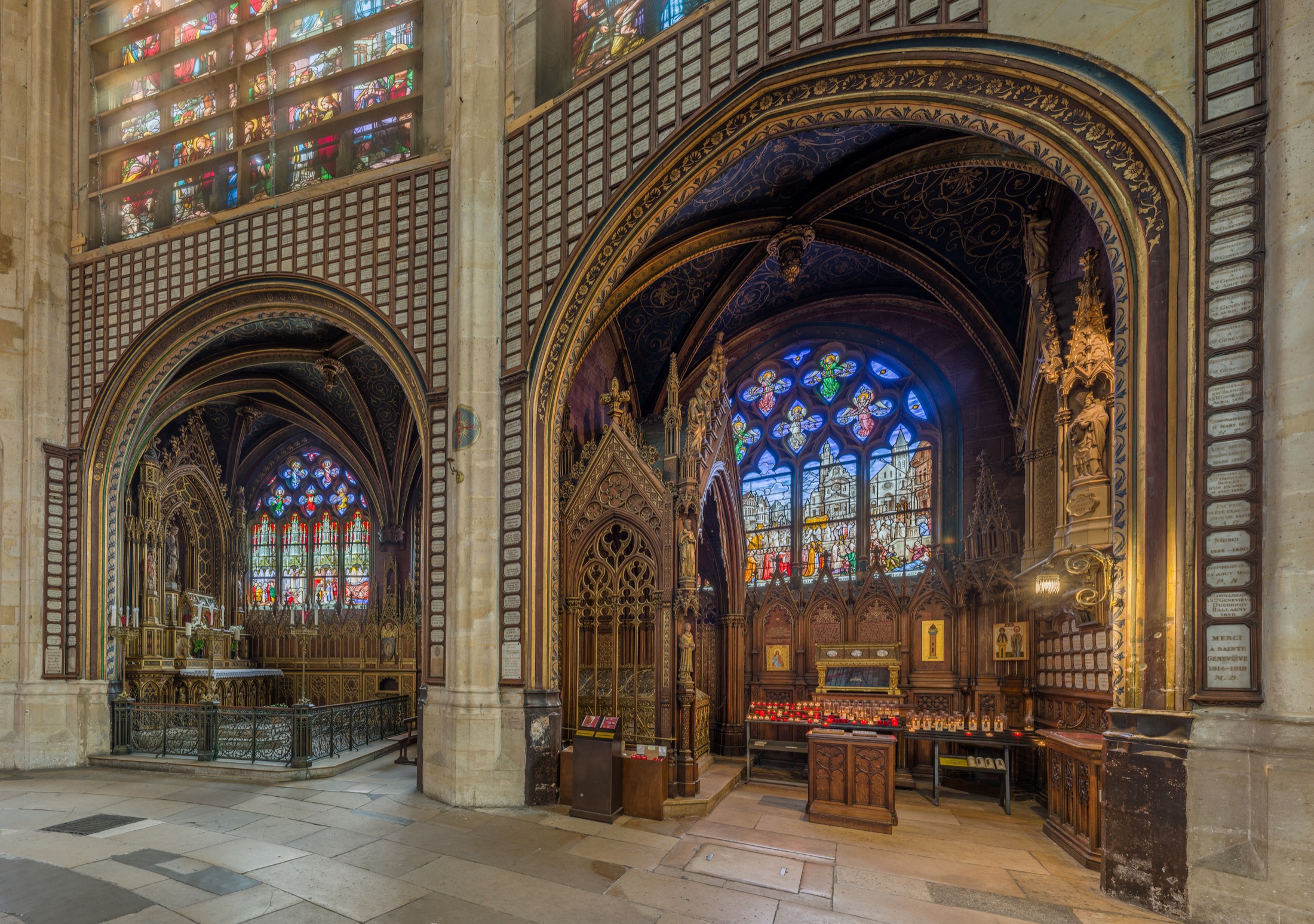 Side chapels inside Saint-Etienne-du-Mont in Paris.