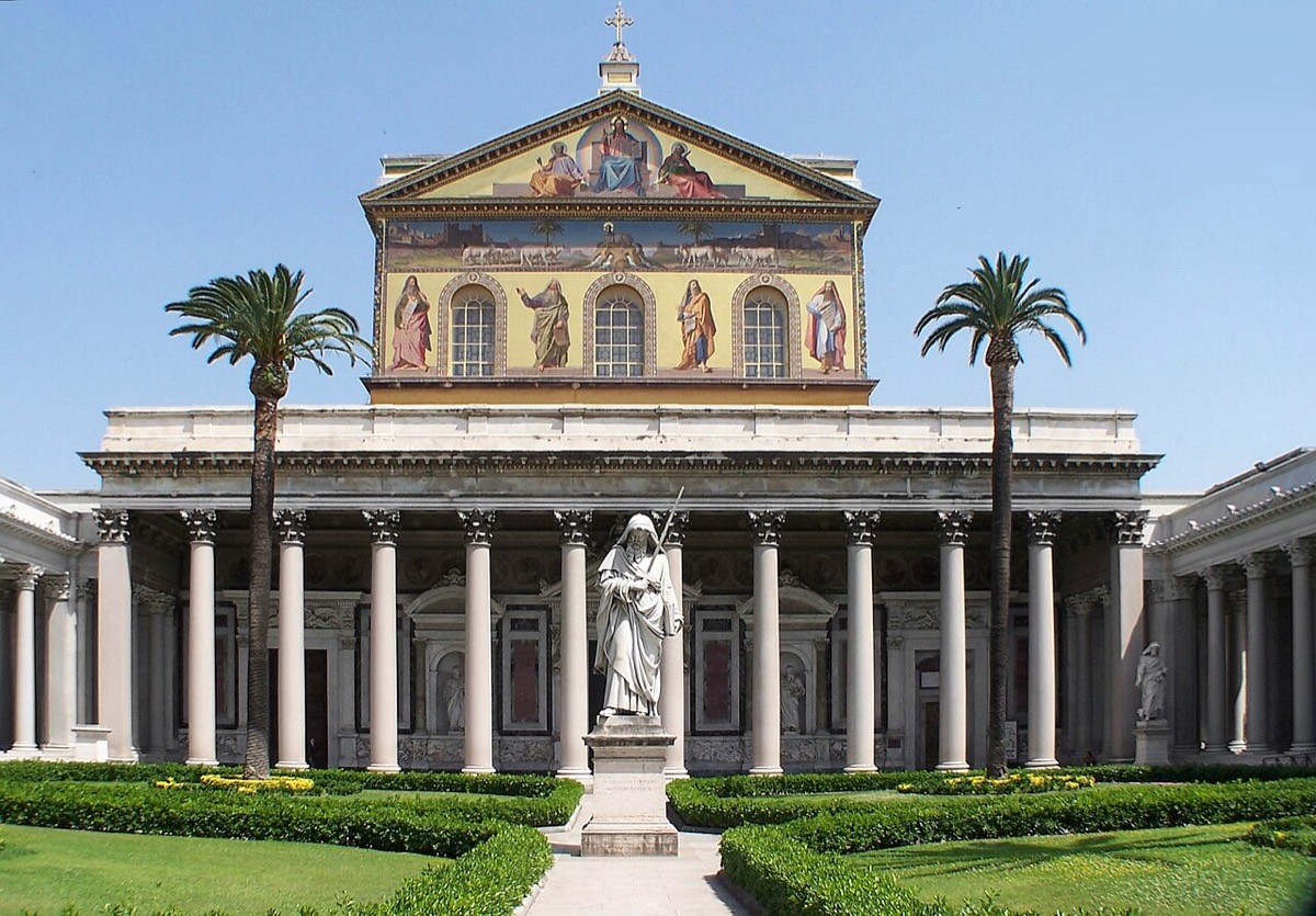 The Basilica of St. Paul Outside the Walls on the Ostian Way, Rome.