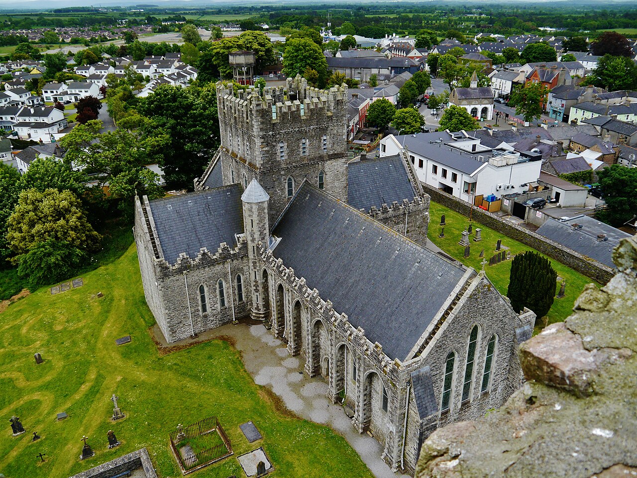 St. Brigid's Cathedral at Kildare seen from the round tower.