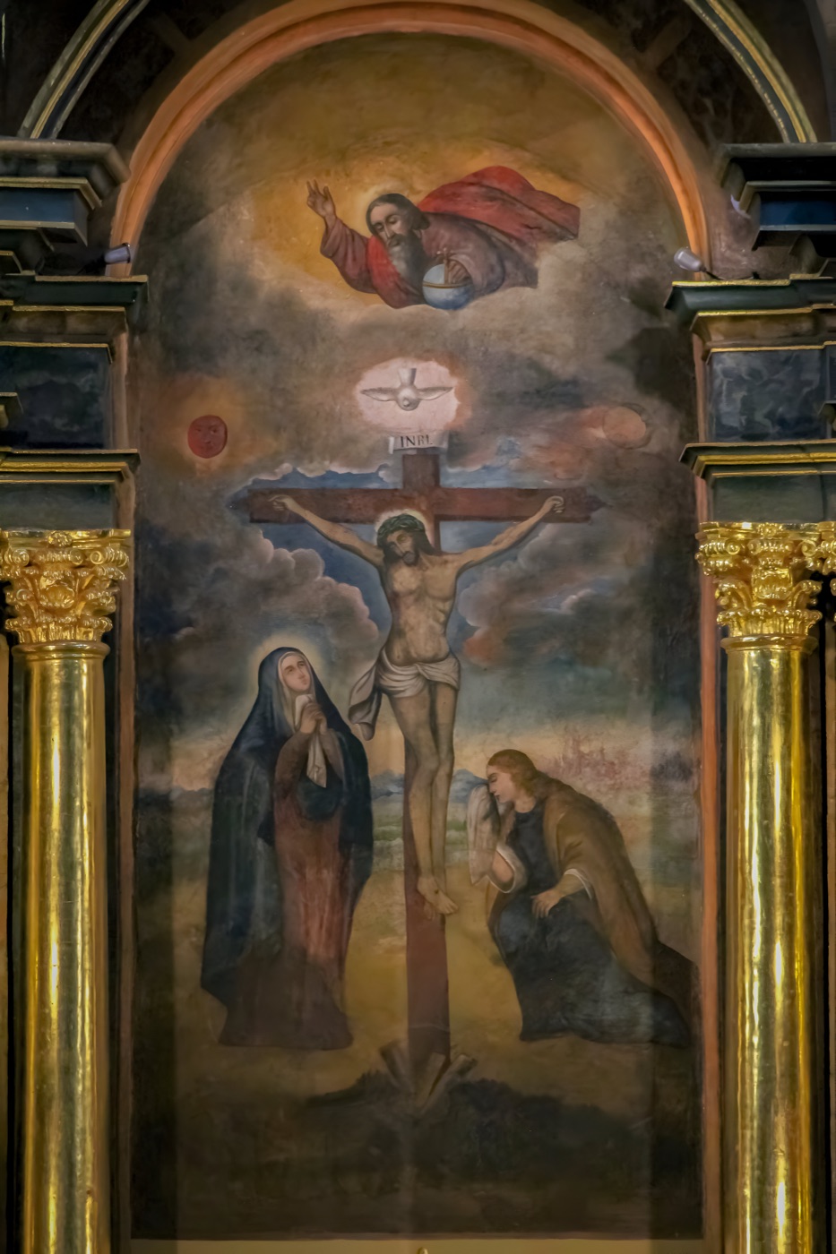 A painted mural of the Lord of Miracles, the crucified Christ of Lima.