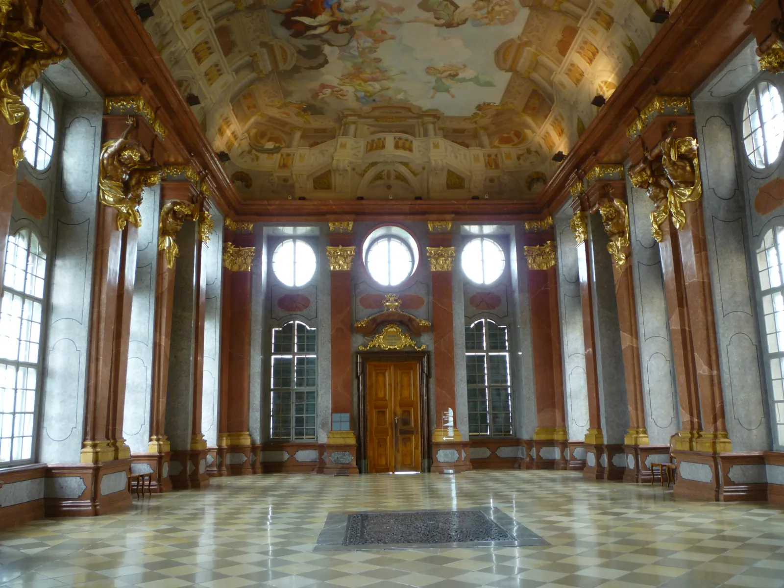 The Marble Hall at Melk Abbey with Paul Troger's ceiling fresco.