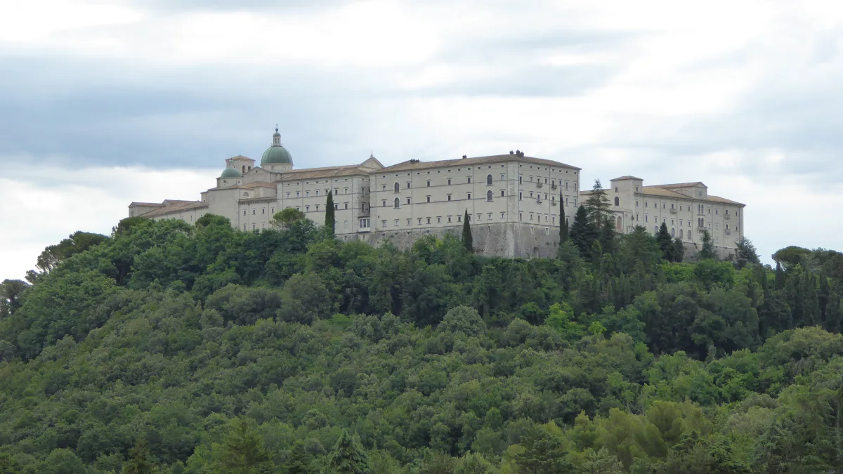 Monte Cassino Abbey rising above the hill in Lazio.