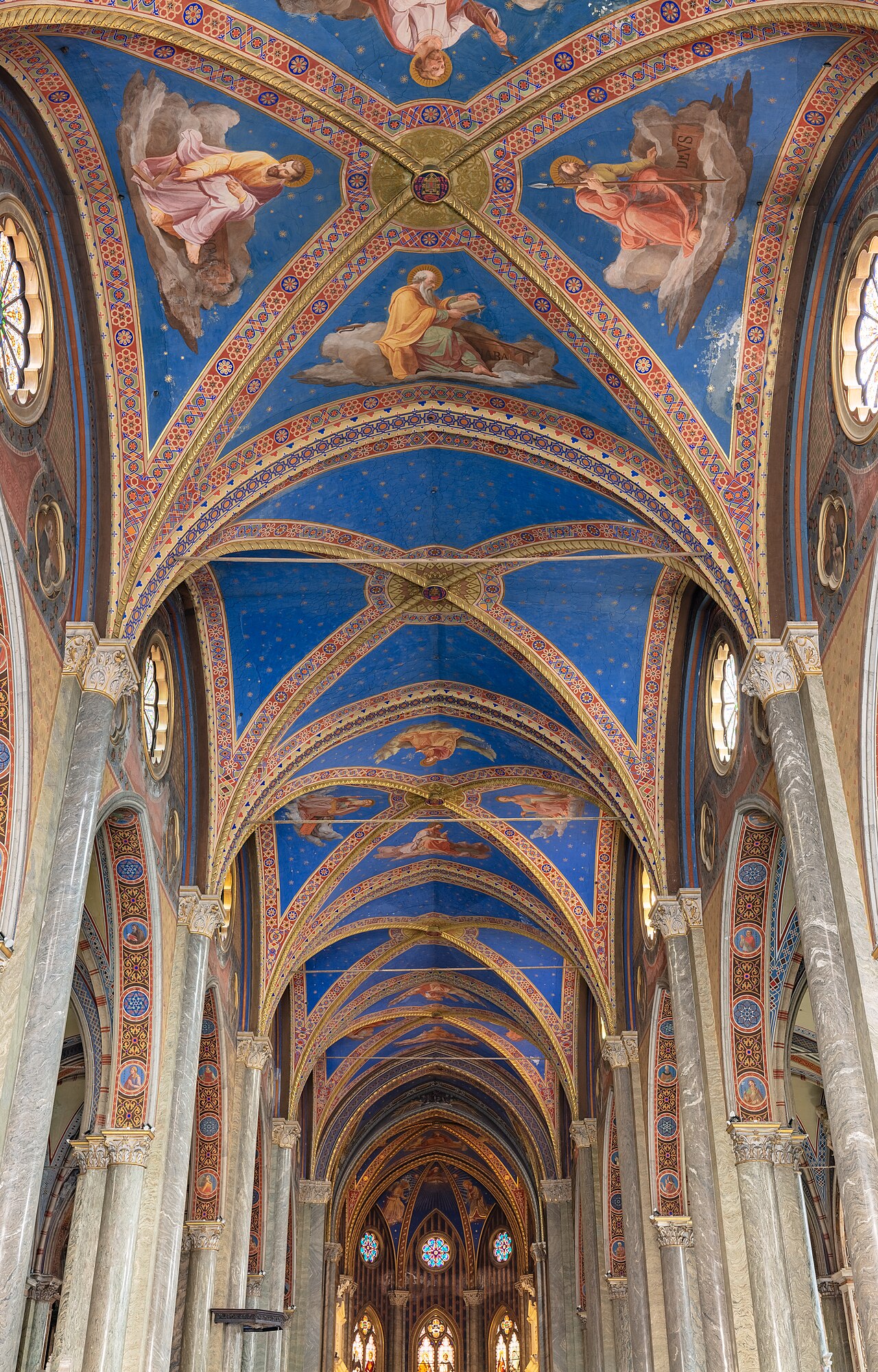 The blue, star-painted Gothic vault of Santa Maria sopra Minerva, Rome's only major Gothic church interior