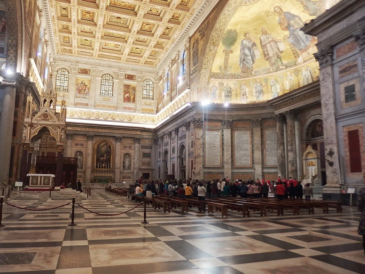 Transept and papal altar of the Basilica of St. Paul Outside the Walls