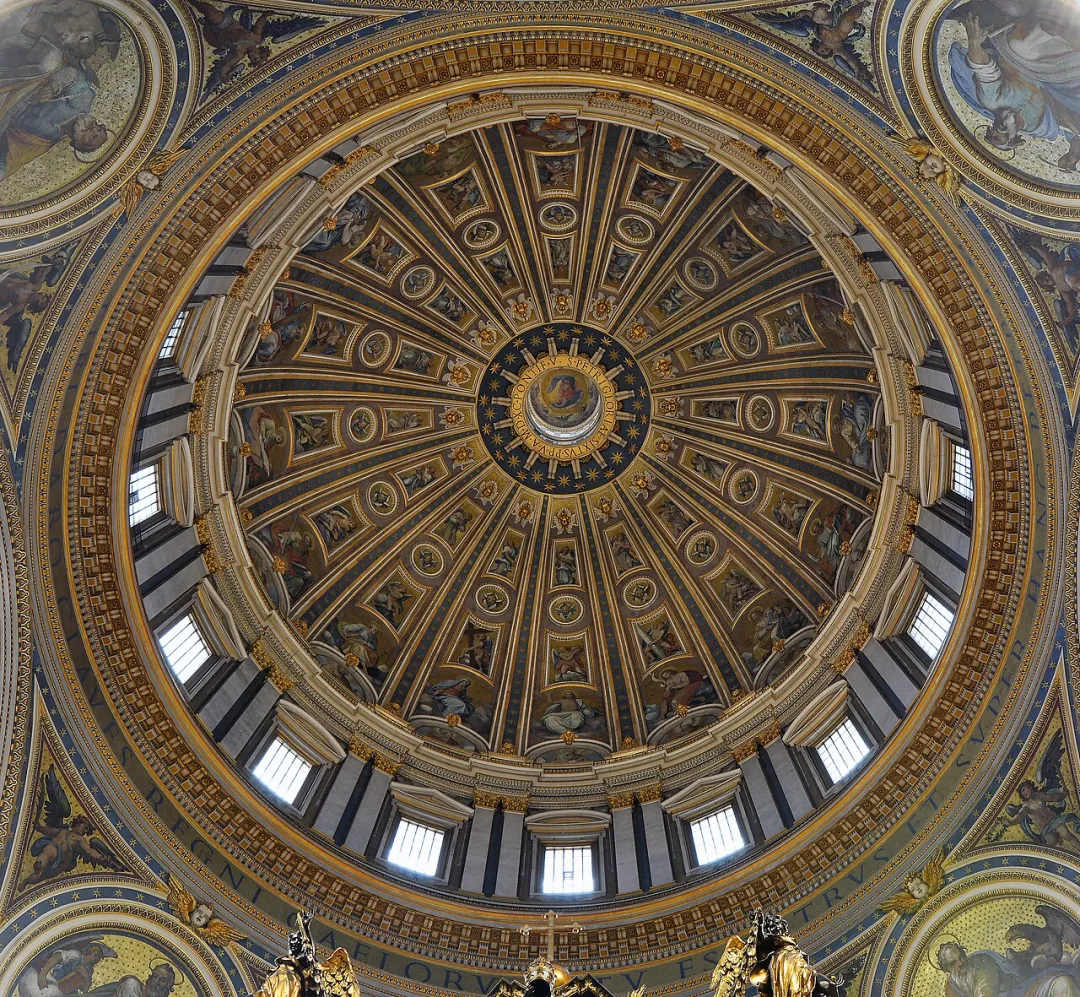 Interior of Michelangelo's dome above the high altar of St. Peter's Basilica