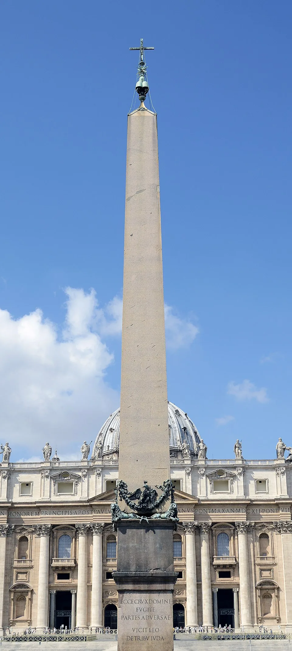 The Vatican obelisk at the centre of St. Peter's Square with the basilica behind