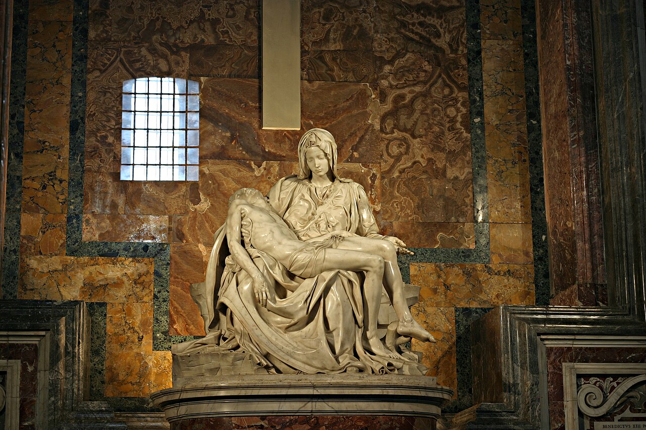 Michelangelo's Pieta inside St. Peter's Basilica in Rome