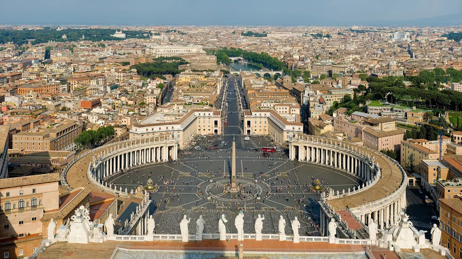 St. Peter's Square seen from the dome, with Bernini's colonnade and the central obelisk