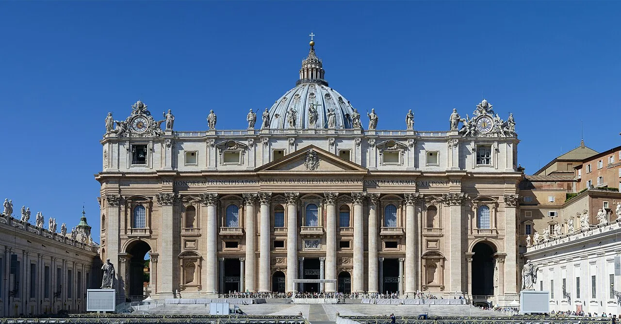 The facade of St. Peter's Basilica in Vatican City
