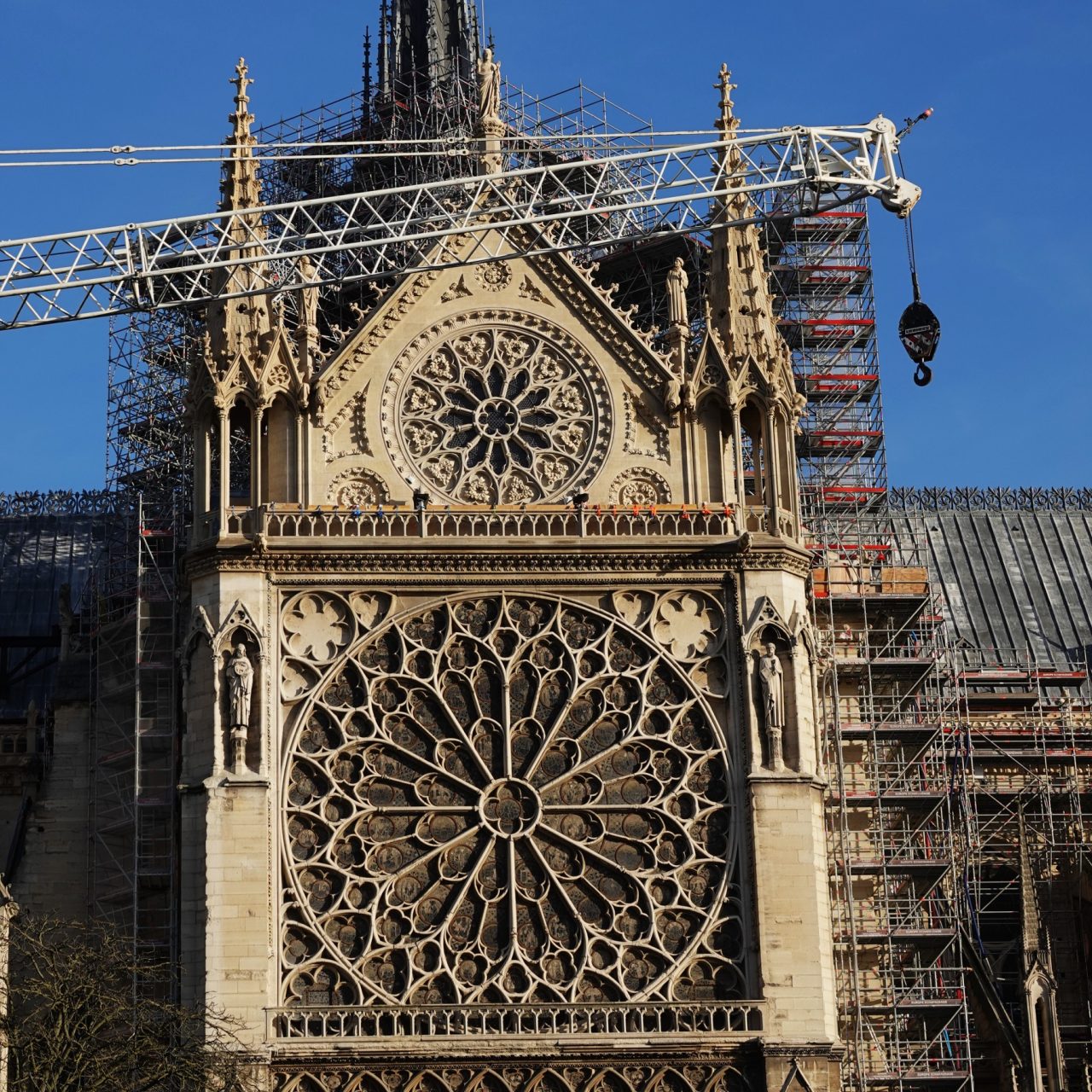 The south transept of Notre-Dame Cathedral in Paris after the 2024 reopening.