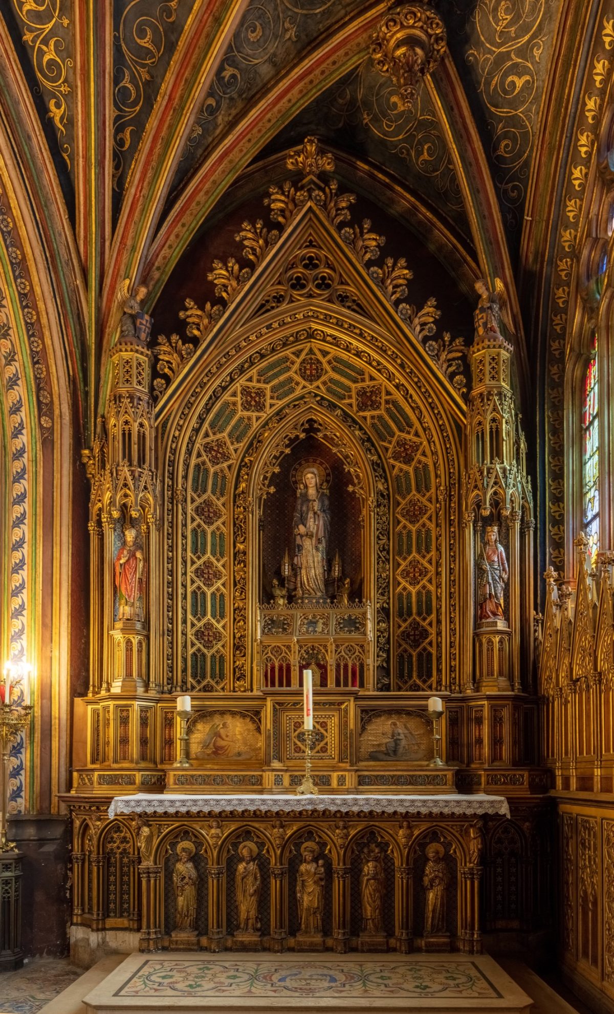 The chapel and altar of Saint Genevieve inside Saint-Etienne-du-Mont in Paris.