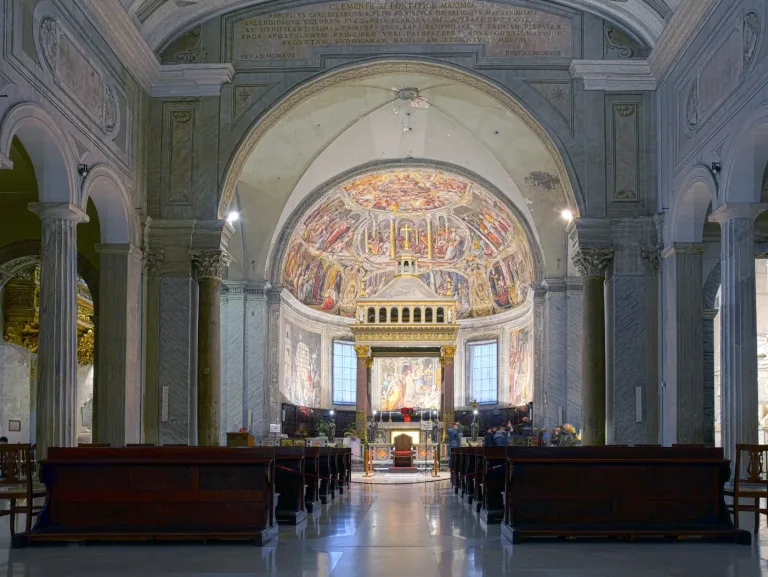 The nave and apse of San Pietro in Vincoli in Rome.