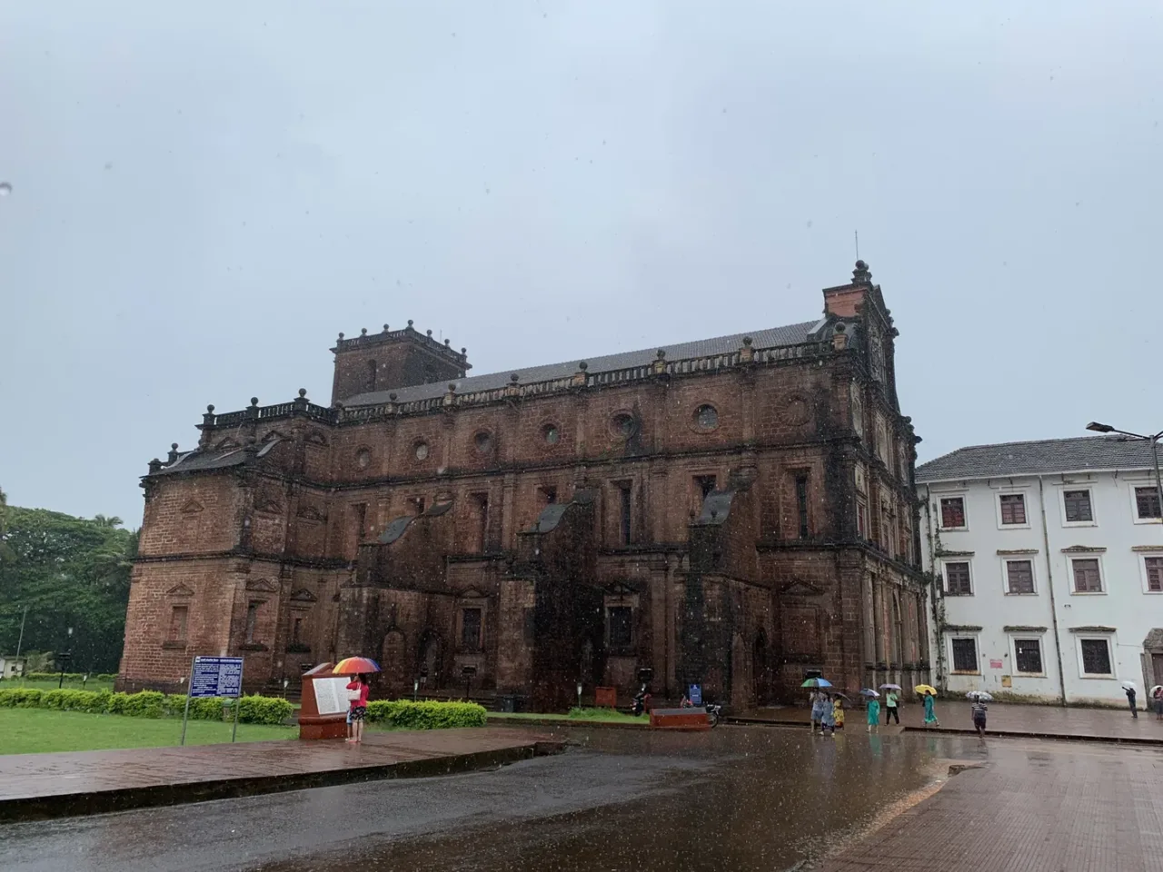 The laterite facade and flank of the Basilica of Bom Jesus at Old Goa.