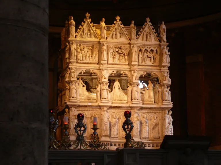 The marble Arca di Sant'Agostino above the high altar of San Pietro in Ciel d'Oro in Pavia.